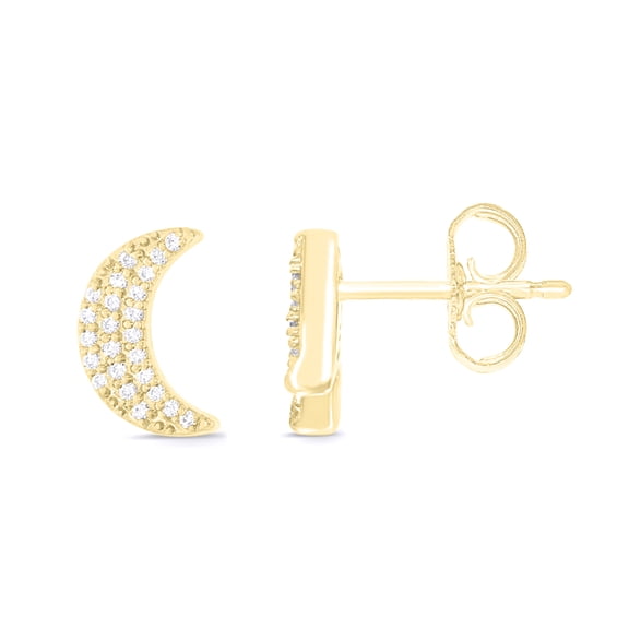 Triss Jewelry 1/6 Carat Diamond Crescent Moon Stud Earrings in Sterling Silver