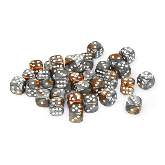 Chessex 26824 Gemini 12mm d6 Dice Block, Copper-Steel and White