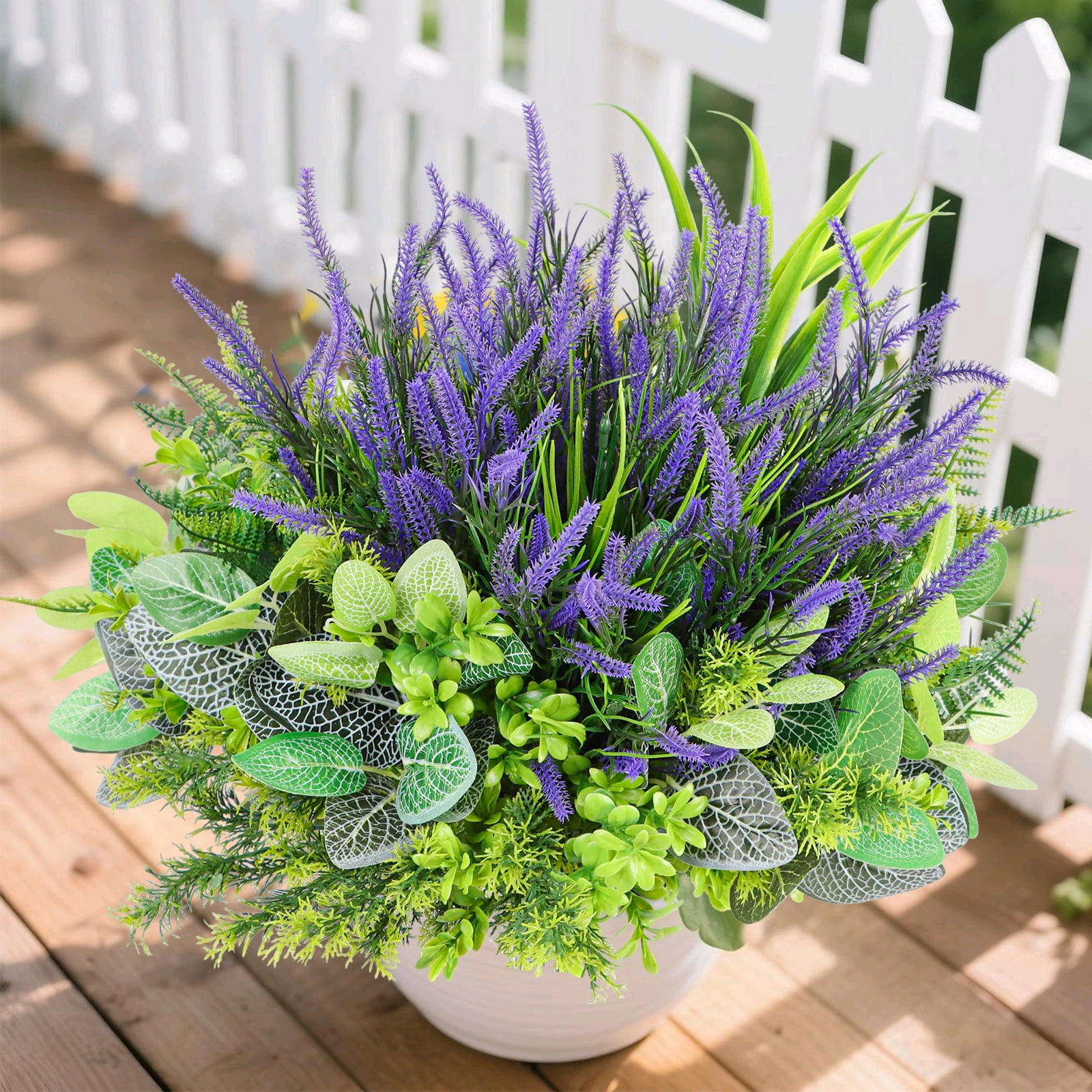 VKFVKF 24 Bundles Artificial Flowers for Outdoors UV Resistant Fake Plastic Plants Faux Boston Fern Greenery Stems for Spring Summer Indoor Garden Patio Window Box Kitchen Home Decor, Mixedcolor