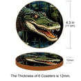 thumbnail image 3 of Crocodile 6PCS Round Microfiber Leather Table Coasters Set, 11x11 cm/4.3x4.3 in, Drink Coaster Mats for Home and Kitchen Use, 3 of 6