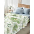 thumbnail image 4 of Sage Green Flower Full Size Flat Sheet, Wrinkleproof & Fadeproof Cooling Flat Bed Sheet Only, Abstract Garden Botanical Leaves Breathable Soft Bedding Top Sheets 81 x 96 Inches, 4 of 8