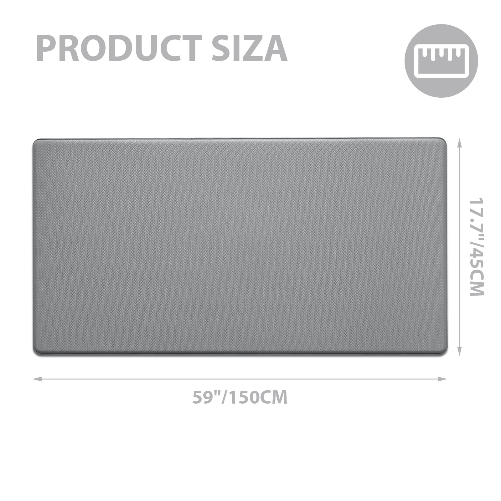 Hokku Designs Anti Fatigue Kitchen Mat, 3/4 Inch Thick, Stain Resistant, Padded Cushioned Floor Comfort Mat For Home, Garage And Office Standing Desk, 70X20, Grey