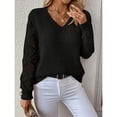 thumbnail image 2 of NMMUED Sweaters for Women Pullover Sweaters for Women V Neck Sweaters for Women Knit Sweater for Women, Black M, 2 of 9