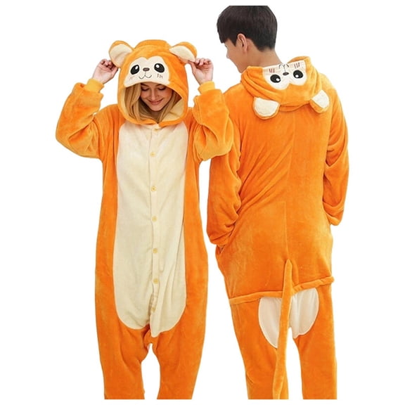 DHFJKG Unisex Adult Onesie Pajamas, Flannel Monkey Animal One Piece Halloween Hooded Sleepwear Homewear