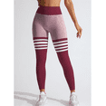 thumbnail image 5 of Celsior Compression Leggings for Women 3D Gym Leggings for Women 3D Anti Cellulite Leggings for Women Pants for Workout Running Athletic Anti Cellulite Leggings Smile Contour Activewear Tights Wine S, 5 of 7
