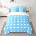 thumbnail image 2 of Homewish Cartoon Heart Print 7-Piece Twin Bedding Sets,Kawaii Loves Pattern Bedding Comforter Set,White Blue Sheet Sets For Girl,Ultra Soft Home Decor Reversible, 2 of 8