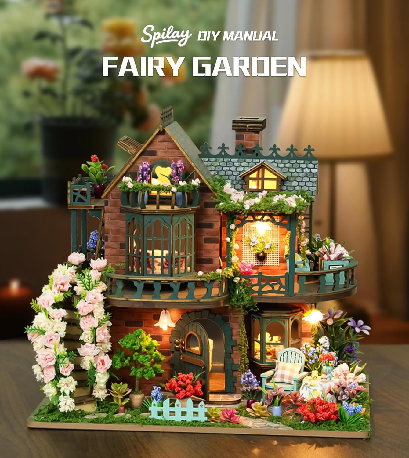 Elven Garden DIY Book Nook Kit w/LED - 3D Wooden Dollhouse Craft Kit for Adult