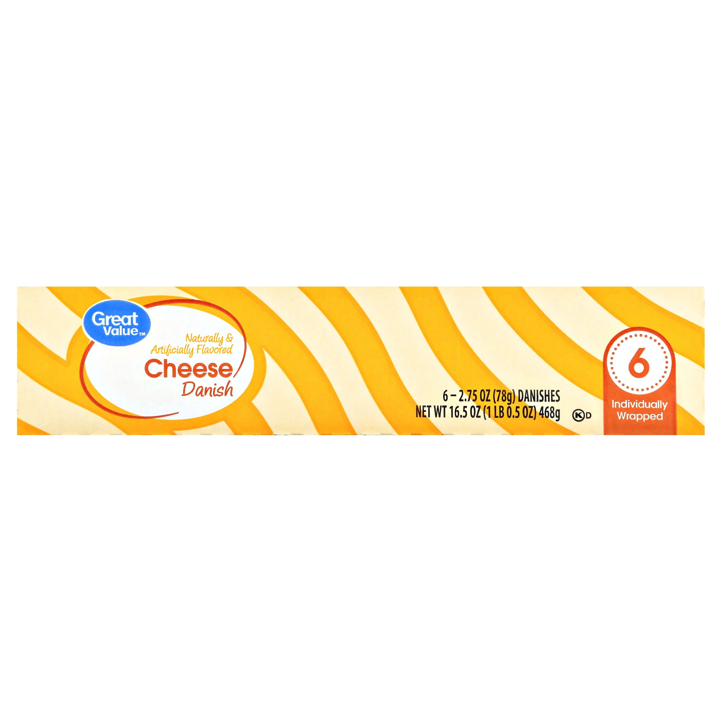 Great Value Cheese Danish, 2.75 oz, 6 count