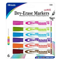 BAZIC Dry Erase Marker Bright Color Chisel Tip Whiteboard Markers (6/Pack), 1-Pack