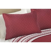 Better Homes & Gardens Solid Front Reverse Stripe Quilt, Red, Standard Sham
