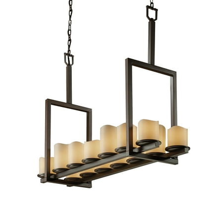 - Justice Designs CandleAria Dakota 14-LT Bridge Chandelier (Tall) - Dark Bronze - CNDL-8764-14-CREM-DBRZ