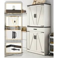 thumbnail image 6 of 72" Tall Kitchen Pantry, Farmhouse Pantry Cabinet with 1 Drawer & 4 Layer Adjustable Shelves, Rustic Wood Storage Cupboard with Metal Load-Bearing Pipe for Kitchen Bathroom Living Room Hallway, 6 of 9