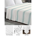 thumbnail image 6 of Turquoise Striped Twim XL Size Flat Sheet, Wrinkleproof & Fadeproof Cooling Flat Bed Sheet Only, Farmhouse Pinstripes Geometric Color Breathable Soft Bedding Top Sheets 66 x 102 Inches, 6 of 8