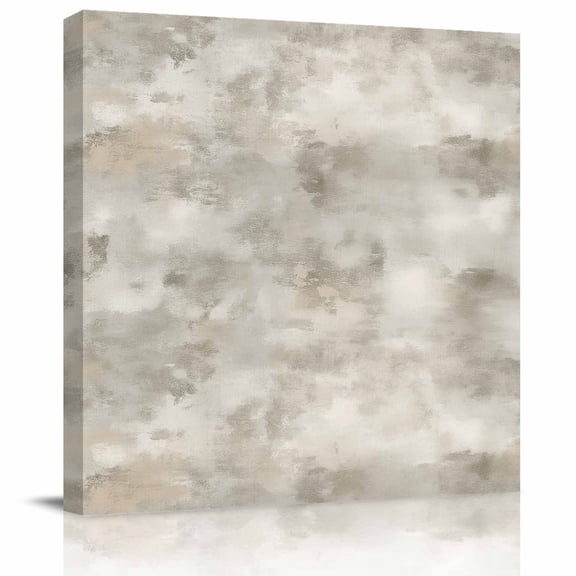 Framed Canvas Wall Art for Living Room Abstract Art Oil Painting Wall Decor, Biscotti Beige Aesthetic Paintings for Bedroom Office Kitchen Bathroom, Ready to Hang Artwork Wall Pictures 8x8 Inch