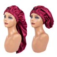 thumbnail image 4 of Gorro largo de satén con logotipo personalizado, gorro de seda para dormir de noche, banda elástica ancha, cubierta para la cabeza, 4 of 4
