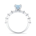 thumbnail image 6 of Petite Round Solitaire Ring Baguette Aquamarine Cubic Zirconia White Tone 925 Sterling Silver, Size 8, 6 of 7