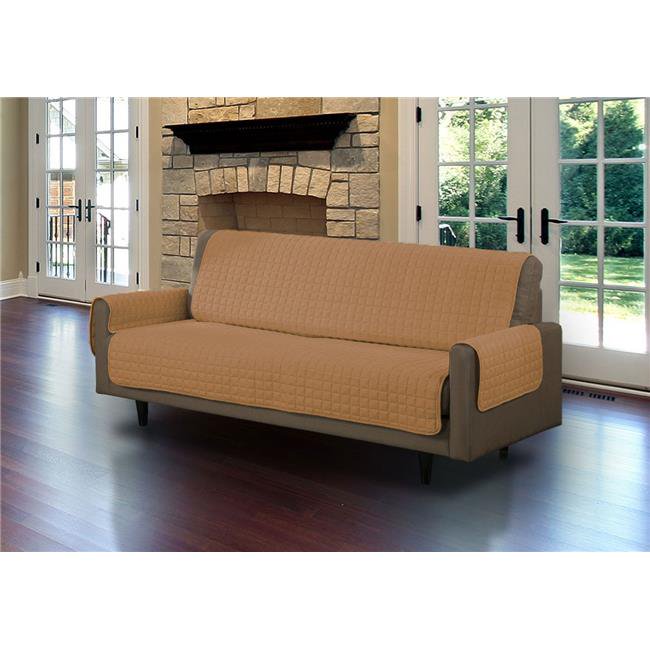 Quilted Micro Suede Sofa Pet Protector, Camel