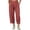 Red, variant on High-Waisted Cotton-Linen Balloon Pants for Women with Elastic Cuffs - Loose Fit Cropped Trousers for Women's Summer Casual & Vacation Wear Army Green L
