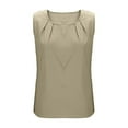 thumbnail image 7 of Jinhomg Cotton Linen Tank Tops for Women 2026 Summer Pleated Blouses Keyhole Round Neck Sleeveless Top Khaki L, 7 of 7