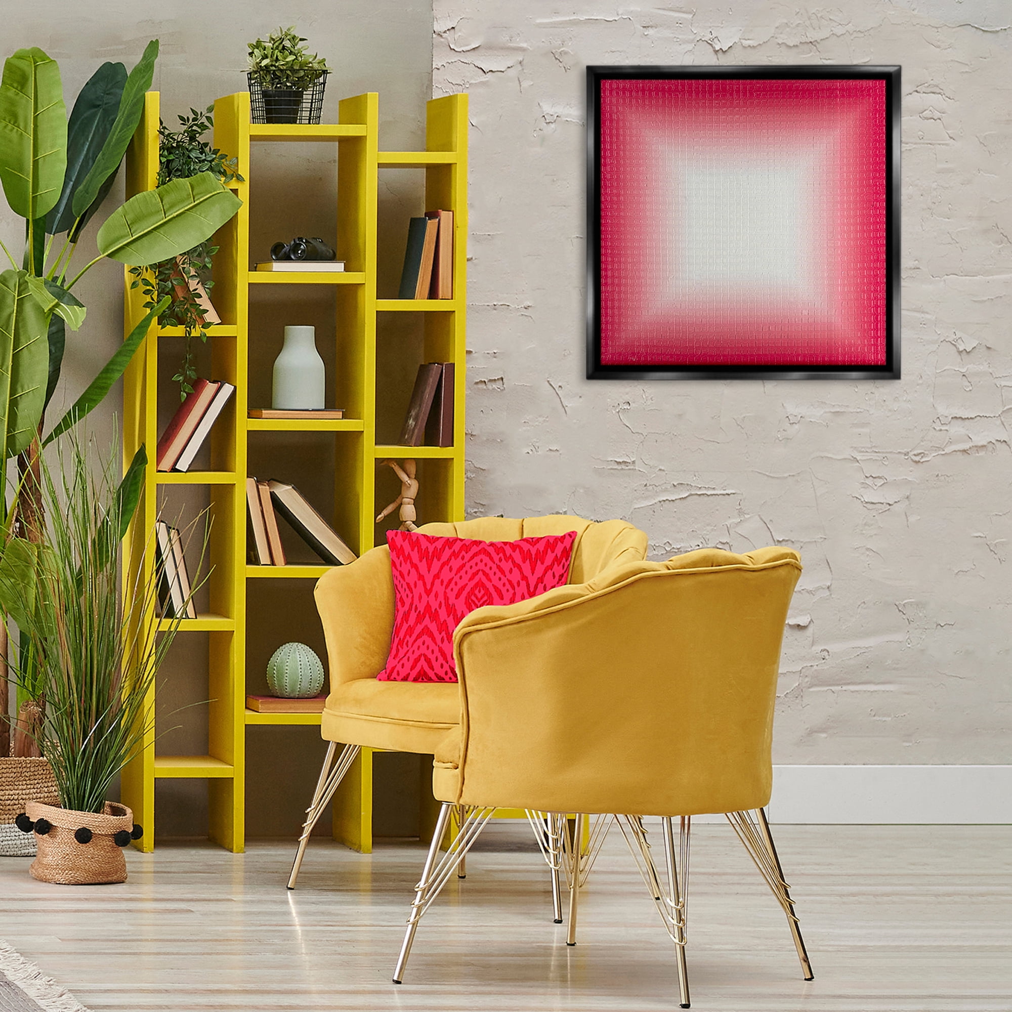 Stupell Industries Red Ombre Fade Abstract Painting Black Floater Framed Canvas Art Print Wall Art, 25 x 25