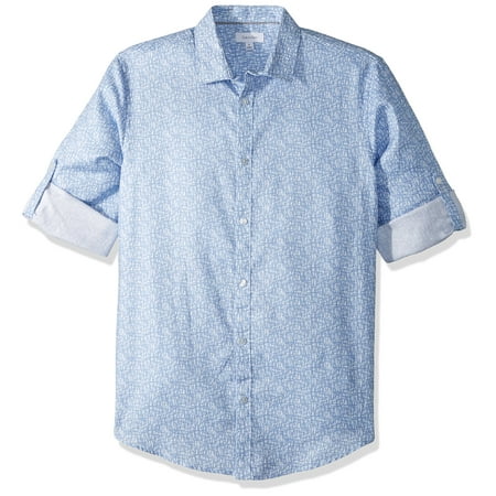 Calvin Klein NEW Blue Men's Size XL Button Down Roll Up Tab Shirt