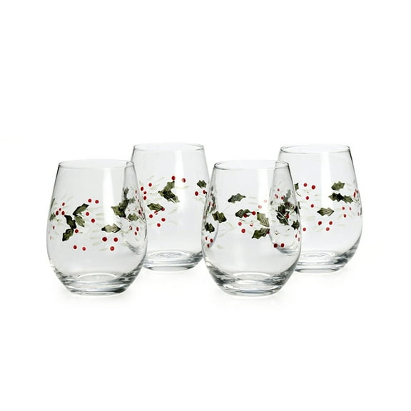 Pfaltzgraff Winterberry 20 oz Stemless Wine Glass, Set of 4