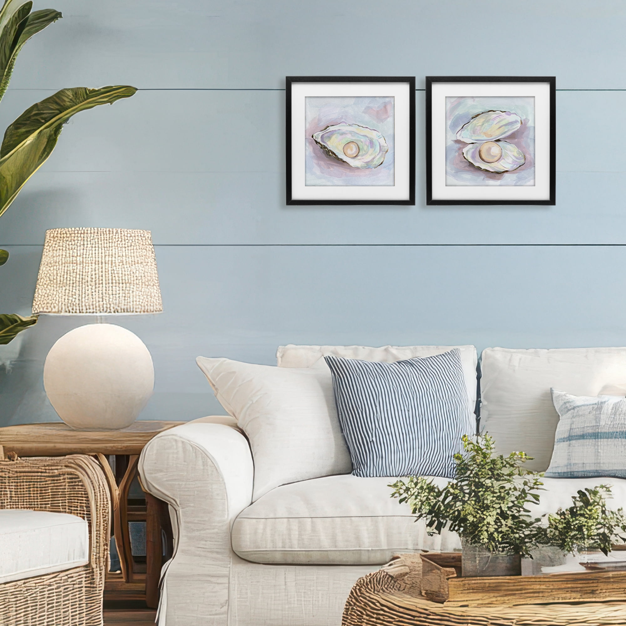 Stupell Industries Aquatic Silent Opals 2 Piece Black Framed Print Under Glass Set, design by Melissa Wang