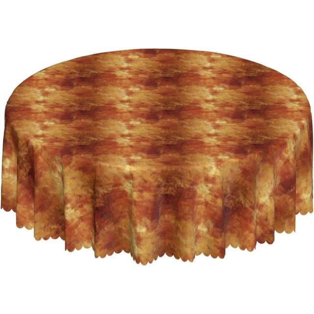 Round Tablecloth with Wave Lace 60 Inch, Abstract Gold Texture Tablecloth Round Oil Spill Proof Tablecloths Kitchen Tablecloths for Kitchen Dining Picnic Party Home Decoration