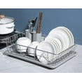 thumbnail image 2 of Dish Rack, Large Capacity, Dish Drying Rack with Cutlery Holder, Removable Drip Tray, Compact Kitchen Drainers for Countertop, Grey, 2 of 10