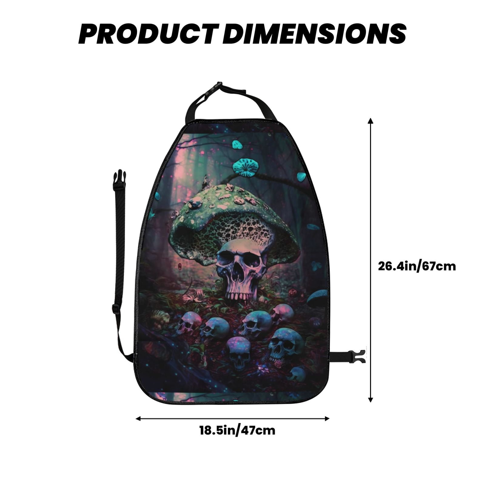 Xecao Forest Mushroom Skull Pattern Car Seat Back Protector 2 Pack Large Capacity Pocket, Kick Mats Back Seat Protector