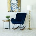 thumbnail image 2 of Severn Mid-Century Modern  Tight Back Velvet Rocking Chair  in Blue, 2 of 9