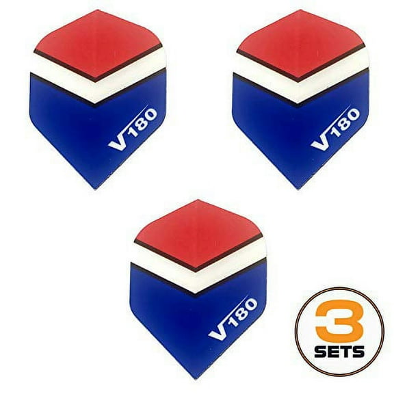 V180 USA American Flag Red White & Blue Patriot, Extra Strong Standard Dart Flights (3 Sets - 9 Flights)