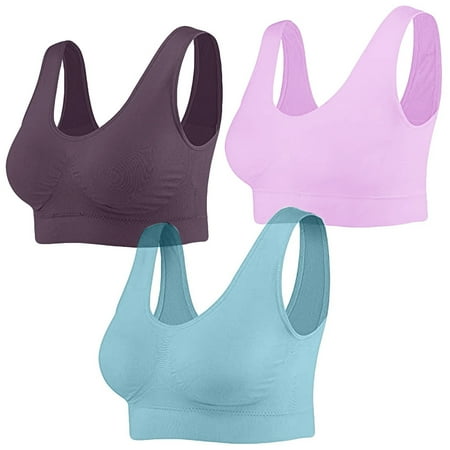 

Womens Bras 3-Pack Seamless Sports Bra Wirefree Yoga Bra with Removable Pads for Women
