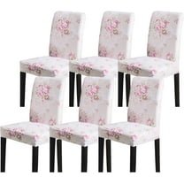 Dining Room Chair Covers Set of 6, Stretch Soft Spandex Removable Washable Chair Slipcovers for Dining Room,Hotel,Ceremony (Pink Rose, 6 Pack)