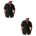 thumbnail image 2 of Sonducket Camisa abotonada para hombre de viaje para niños, fiesta en la piscina de verano, Tops ajustados de Color sólido, ropa de trabajo, Negro METRO 2Conjunto, 2 of 6