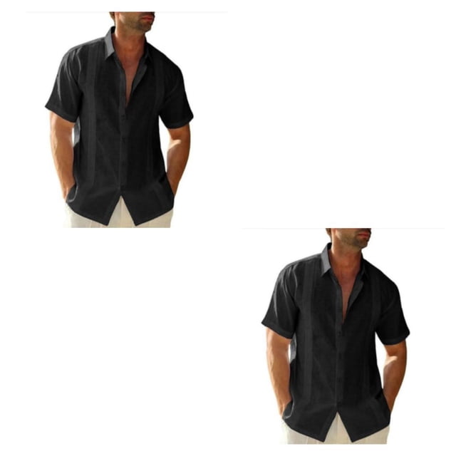 Sonducket Senderismo Estilo casual Camisa con botones para hombres Verano Color sólido Diseño simple Tops Ropa de trabajo diario Ropa Negro L Negro L 2piezas