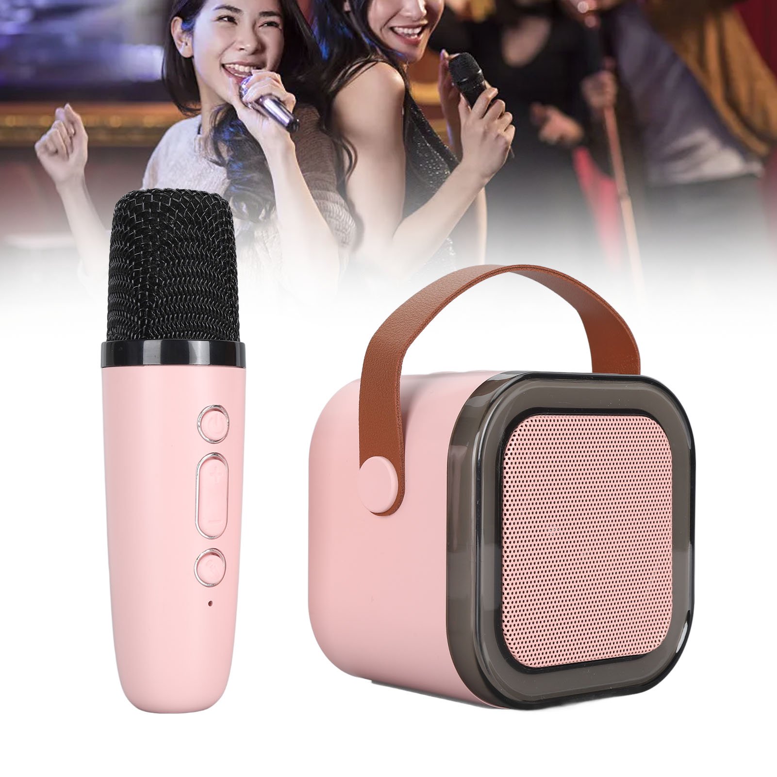 Machine à Karaoké Portable Avec 2 Micros Sans Fil - Haut-Parleur Bluetooth LED Pour Fêtes Et Famille