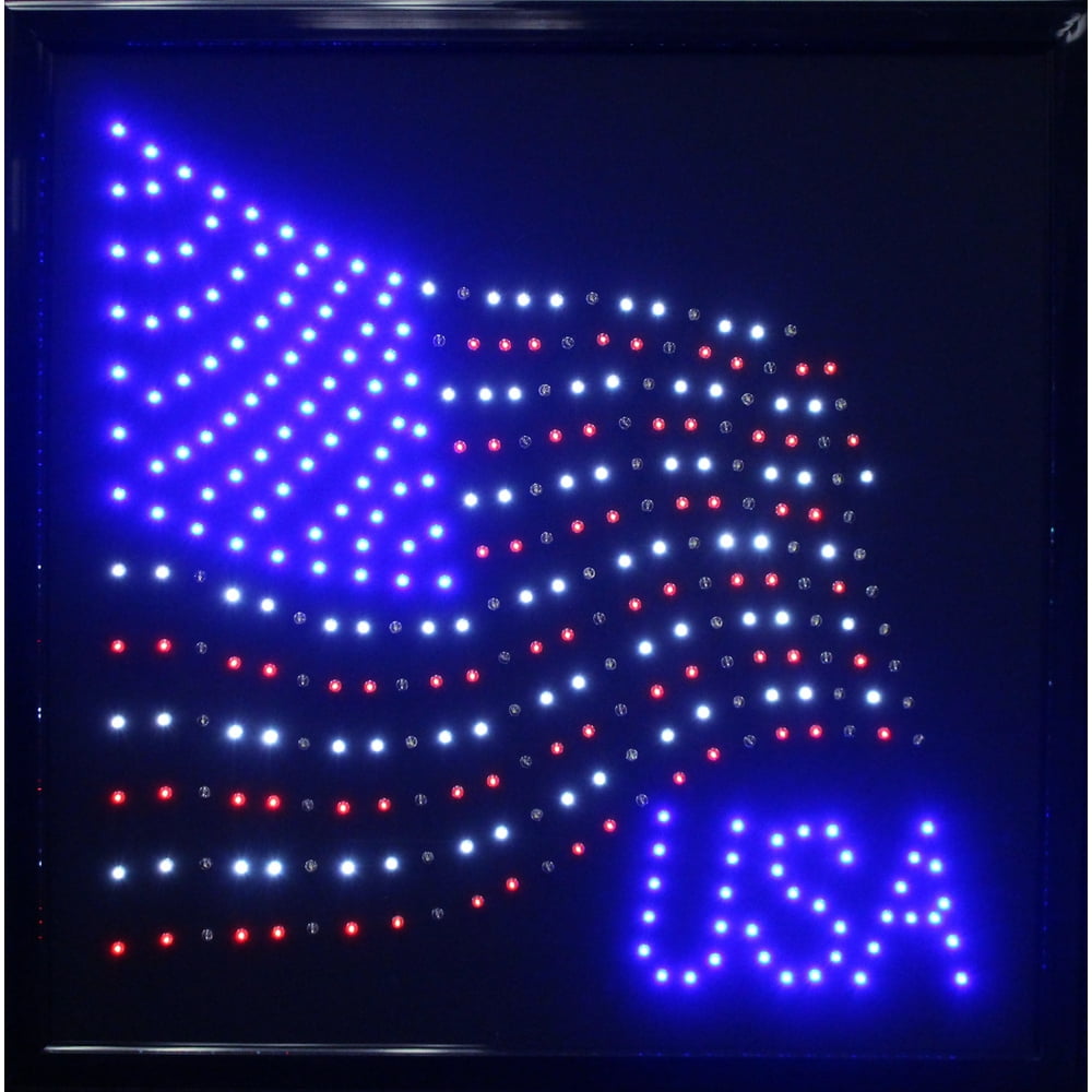 USA American Flag Framed LED Sign