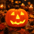 thumbnail image 3 of Lighted Lantern Blow Molded Pumpkin Lamp Indoor Halloween Decor Battery Operated Glowing Prop For Porch Table Orange, 3 of 7