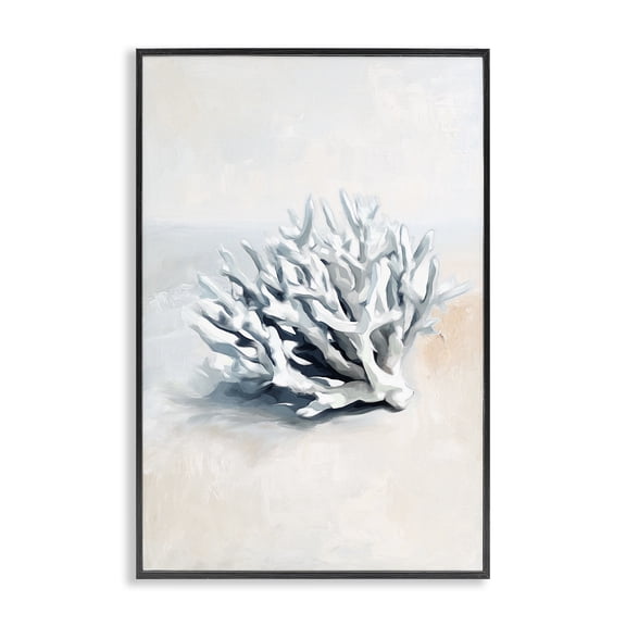 Stupell Industries Simple Staghorn Coral Animals Painting Black Framed Art Print Wall Art, 12 x 18
