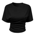 thumbnail image 2 of Kids T Shirts Short Sleeve Crew Neck Girls Black T Shirt Ruched Girls Tees 9-10 Years, 2 of 8