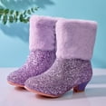 thumbnail image 2 of Quealent Toddlers/Little Girls Boots,Glitter Warm Winter Snow Shoes with Cotton Lining Purple for Size 11.5, 2 of 9