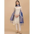thumbnail image 2 of AlchemicLiving Royal Blue Women's Woven Banarasi Silk Dupatta with Thread Work and Zari Motifs - Elegant Chunni for Women and Girls - Size: 1M x 2.5M, 2 of 2