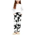 thumbnail image 2 of Miluxas Girls Sweatsuit Kids Fashion Long Sleeve Sweatshirt and Wide Leg Pants Tracksuit Sets 2 Piece Outfits White 11-12 Years, 2 of 7