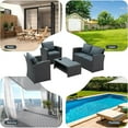 thumbnail image 4 of 4 Pieces Patio Conversation Set, Outdoor Furniture Set with Cushion, Outside Sectional Rattan Wicker Sofa Furniture Set for Garden, Porch, Backyard, Gray, 4 of 10