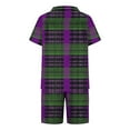 thumbnail image 5 of Tnhcen Men's Button Front Collar Plaid Print Short Sleeve Short Pants Pajama Set Satin Silk Feel Sleepwear, Men's Loungewear, Summer Comfortable Sleepwear, Plus Size S - 2XL, 5 of 5