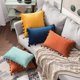 thumbnail image 4 of 1 Uds. Fundas de almohada con borlas, funda de cojín bohemio, funda de almohada decorativa suave cuadrada sólida, acogedora, moderna, para sofá, cama y silla JFHHH pequeña, 4 of 4