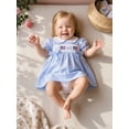 thumbnail image 4 of BemeyourBBs Toddler Baby Girls 4th of July Dress Outfit Patriot Independent Day Dress Summer Clothes American Flag Bow Embroidery Short Sleeve Doll Collar Striped Dress Baby Fourth of July Outfit, 4 of 9
