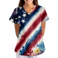 thumbnail image 5 of 250th Anniversary USA Womens Scrub Tops Loose V Neck USA Flag Print Scrubs Short Sleeve Independence Day Celebration Party Scrub Shirts Nursing Uniform Medical Nurse Workwear with Pockets Dark Gray S, 5 of 5