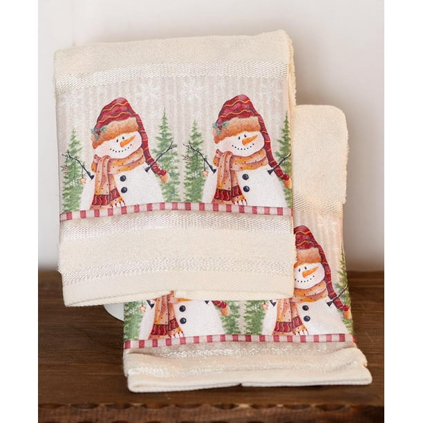 The Lakeside Collection Set of 2 Snowman Hand Towels